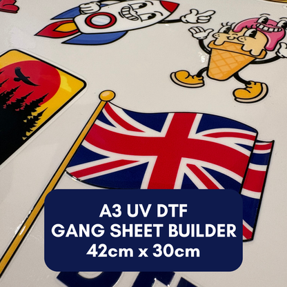 UV DTF Transfer Sheet - 42cm x 30cm (A3) - Gangsheet Builder